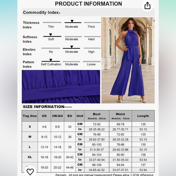 Elegant Blue Halter Jumpsuit - Picture 3 of 3